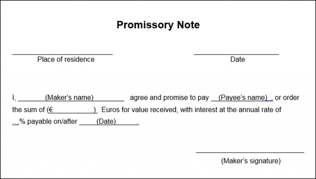 Example of simple promissory note